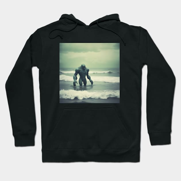 Sea Monster at the Beach Hoodie by Dead Galaxy